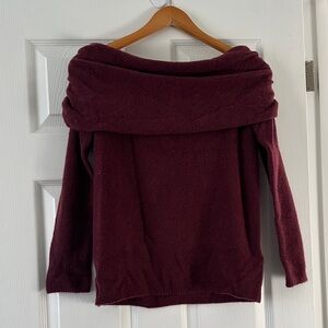 Abercrombie & Fitch Off-Shoulder Deep Red Sweater